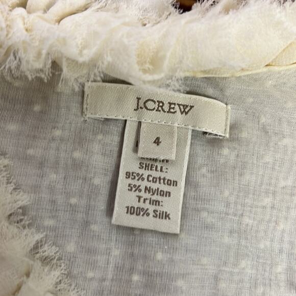 Stunning womens J Crew sheer blouse silk ruffle short sleeve sheer cream size 4 - Picture 3 of 8